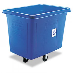 Rubbermaid Commercial Recycling Cube Truck, Rectangular, Polyethylene, 500 lb Capacity, Blue RCP461673BE FG461673BLUE