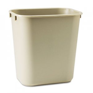 Rubbermaid Commercial Deskside Plastic Wastebasket, Rectangular, 3.5 gal, Beige RCP295500BG FG295500BEIG