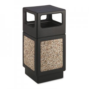 Safco Canmeleon Side-Open Receptacle, Square, Aggregate/Polyethylene, 38 gal, Black SAF9472NC 9472NC
