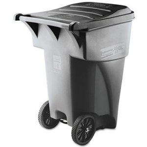 Rubbermaid Commercial Brute Rollout Heavy-Duty Waste Container, Square, Polyethylene, 95 gal, Gray RCP9W22GY FG9W2200GRAY