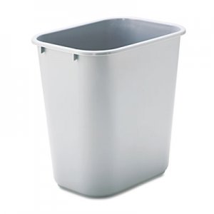 Rubbermaid Commercial Deskside Plastic Wastebasket, Rectangular, 7 gal, Gray RCP295600GY FG295600GRAY