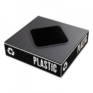 Safco Public Square Recycling Container Lid, Square Opening, 15.25 x 15.25 x 2, Black SAF2989BL 2989BL