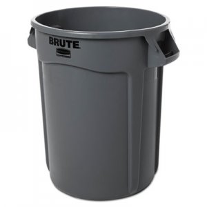 Rubbermaid Commercial Round Brute Container, Plastic, 32 gal, Gray RCP263200GY FG263200GRAY