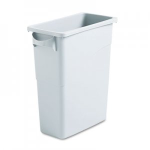 Rubbermaid Commercial Slim Jim Waste Container with Handles, Rectangular, Plastic, 15.9 gal, Light Gray RCP1971258 1971258