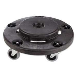 Rubbermaid Commercial Brute Round Twist On/Off Dolly, 250 lb Capacity, 18" dia x 6.63"h, Fits 20-55