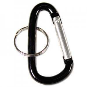 Advantus Carabiner Key Chains, Split Key Rings, Aluminum, Black, 10/Pack AVT75555 75555