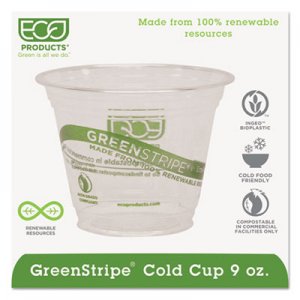 Eco-Products GreenStripe Renewable and Compostable Cold Cups - 9 oz, 50/Pack, 20 Packs/Carton ECOEPCC9SGS EP-CC9S-GS