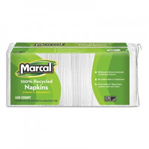 Marcal 100% Recycled Luncheon Napkins, 12 1/2 x 11 2/5, White, 2400/Carton MRC6506 6506