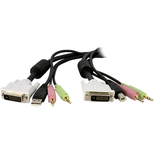 StarTech.com 6ft 4-in-1 USB Dual Link DVI-D KVM Switch Cable w/ Audio & Microphone DVID4N1USB6
