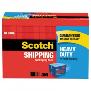 Scotch 3850 Heavy-Duty Packaging Tape Cabinet Pack, 3" Core, 1.88" x 54.6 yds, Clear, 18/Pack MMM385018CP