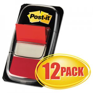 Post-it Flags Marking Page Flags in Dispensers, Red, 50 Flags/Dispenser, 12 Dispensers/Pack MMM680RD12 680-RD12