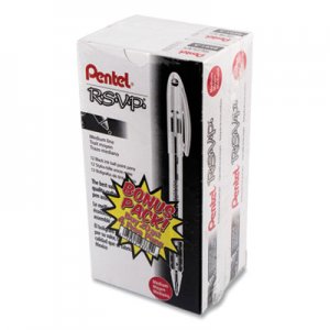 Pentel R.S.V.P. Stick Ballpoint Pen Value Pack, 1mm, Black Ink, Clear/Black Barrel, 24/Pack PENBK91ASWUS BK91ASW
