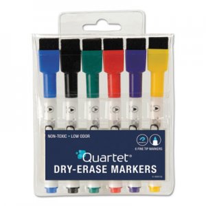 Quartet Low-Odor ReWritables Dry Erase Mini-Marker Set, Fine Tip, Assorted Colors, 6/Set QRT51659312 51-659312QA