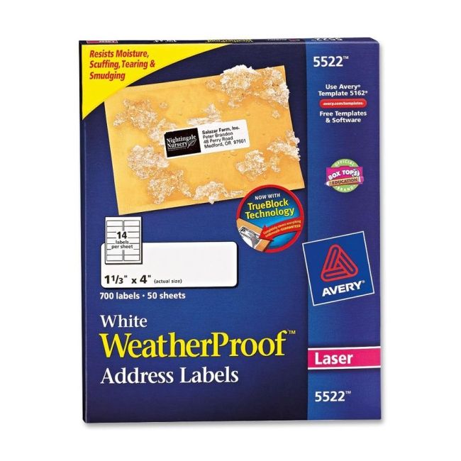 Avery Weather Proof Mailing Label 5522