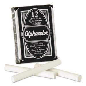 Quartet Alphacolor White Chalk, Low-Dust, 12 Sticks/Pack QRT314005 314005