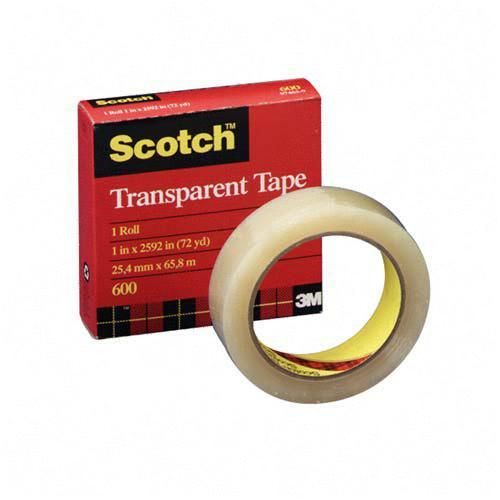 Scotch Transparent Tape 1" x 2592" 3" Core Clear 60012592 