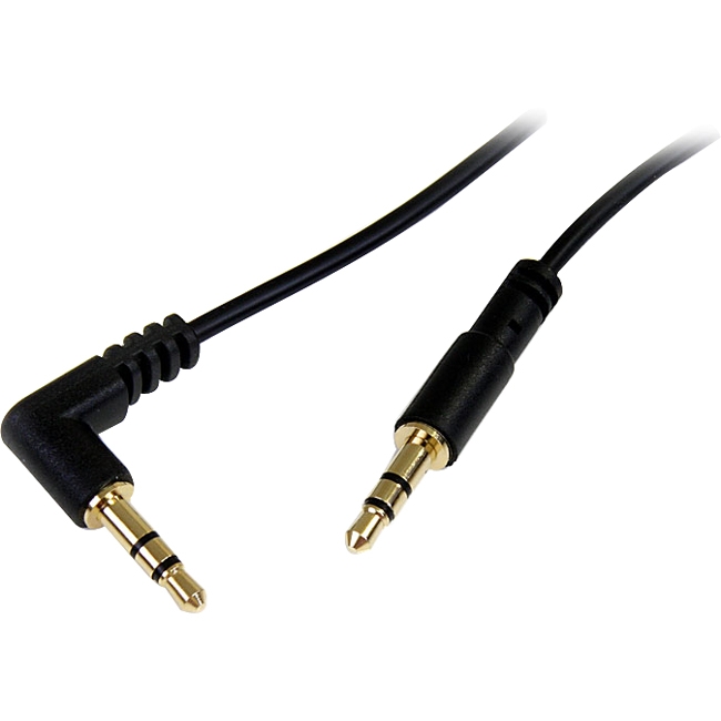 StarTech.com 3 ft Slim 3.5mm to Right Angle Stereo Audio Cable - M/M MU3MMSRA