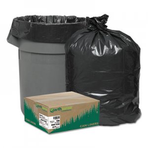 Earthsense Commercial Linear Low Density Recycled Can Liners, 56 gal, 2 mil, 43" x 47", Black, 100/Carton WBIRNW4320 RNW4320