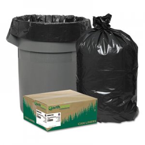 Earthsense Commercial Linear Low Density Recycled Can Liners, 45 gal, 2 mil, 40" x 46", Black, 100/Carton WBIRNW4620 RNW4620