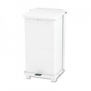 Rubbermaid Commercial Defenders Biohazard Step Can, Square, Steel, 6.5 gal, White RCPST12EPLWH FGST12EPLWH