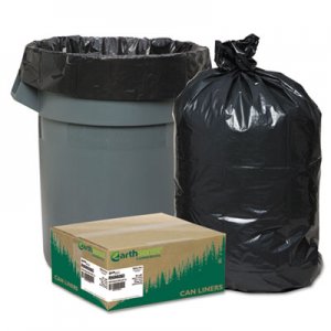 Earthsense Commercial Linear Low Density Recycled Can Liners, 60 gal, 1.65 mil, 38" x 58", Black, 100/Carton WBIRNW6060