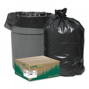 Earthsense Commercial Linear Low Density Recycled Can Liners, 45 gal, 1.25 mil, 40" x 46", Black, 100/Carton WBIRNW4850