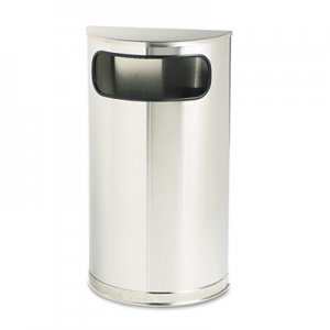 Rubbermaid Commercial European and Metallic Series Receptacle, Half-Round, 9 gal, Satin Stainless RCPSO8SSSPL FGSO8SSSPL