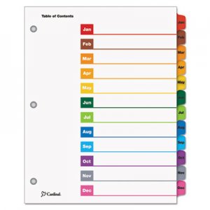 Cardinal OneStep Printable Table of Contents and Dividers, 12-Tab, Jan. to Dec., 11 x 8.5, White, 1 Set