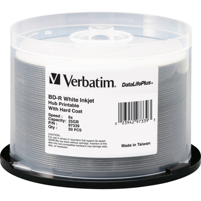 Verbatim BD-R 6x White Inkjet Hub Printable Disc 97339