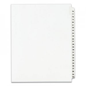 Avery Preprinted Legal Exhibit Side Tab Index Dividers, Avery Style, 25-Tab, 76 to 100, 11 x 8.5, White