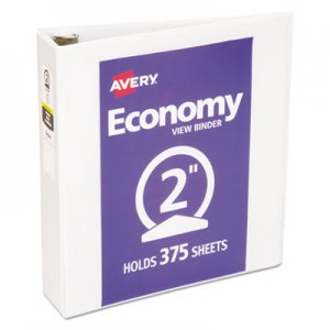 Avery Economy View Binder with Round Rings , 3 Rings, 2" Capacity, 11 x 8.5, White, (5731) AVE05731 05731