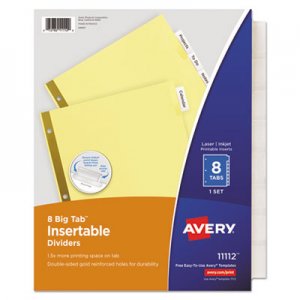Avery Insertable Big Tab Dividers, 8-Tab, Letter AVE11112 11112