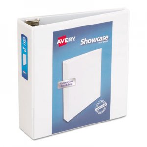 Avery Showcase Economy View Binder with Round Rings, 3 Rings, 3" Capacity, 11 x 8.5, White AVE19751 19751