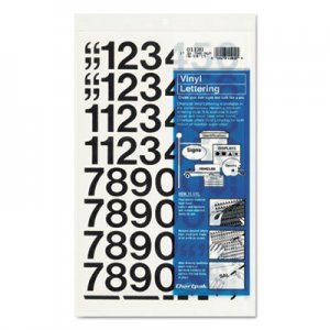 Chartpak Press-On Vinyl Numbers, Self Adhesive, Black, 1"h, 44/Pack CHA01130 01130