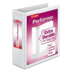 Cardinal Performer ClearVue Slant-D Ring Binder, 3 Rings, 3" Capacity, 11 x 8.5, White CRD17600 17600CB