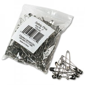 Charles Leonard Safety Pins, Nickel-Plated, Steel, 2" Length, 144/Pack LEO83200 83200