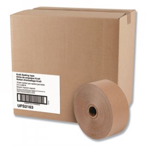 Genpak Gummed Kraft Sealing Tape, 3" Core, 2" x 600 ft, Brown, 12/Carton UNV2163 UFS2163