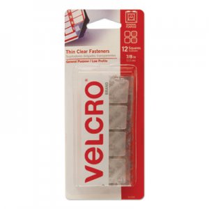 VELCRO Brand Sticky-Back Fasteners, Removable Adhesive, 0.88" x 0.88", Clear, 12/Pack VEK91330 91330