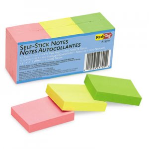 Redi-Tag Self-Stick Notes, 1 1/2 x 2, Neon, 12 100-Sheet Pads/Pack RTG23701 23701