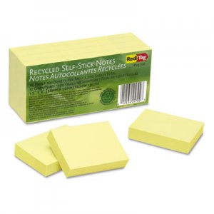 Redi-Tag 100% Recycled Notes, 1 1/2 x 2, Yellow, 12 100-Sheet Pads/Pack RTG25700 25700