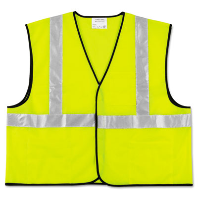 MCR Safety Class 2 Safety Vest, Fluorescent Lime w/Silver Stripe, Polyester, Large VCL2SLL CRWVCL2SLL