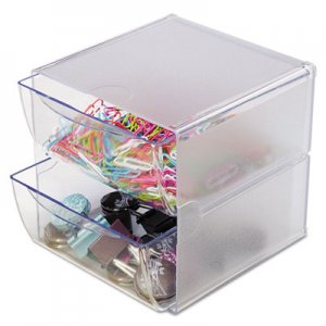 deflecto Stackable Cube Organizer, 2 Drawers, 6 x 7 1/8 x 6, Clear DEF350101 350101