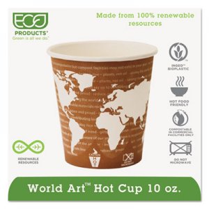 Eco-Products World Art Renewable Compostable Hot Cups, 10 oz., 50/PK, 20 PK/CT ECOEPBHC10WA EP-BHC10-WA