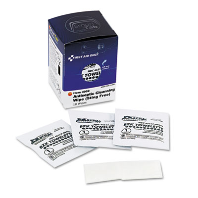 First Aid Only Antiseptic Cleansing Wipes, 10/Box 4002 FAO4002 FAE-4002