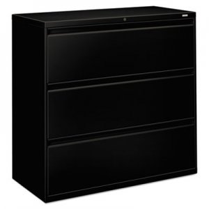 HON 800 Series Three-Drawer Lateral File, 42w x 19.25d x 40.88h, Black HON893LP H893.L.P