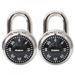 Master Lock Combination Lock, Stainless Steel, 1 7/8" Wide, Black Dial, 2/Pack MLK1500T 1500-T