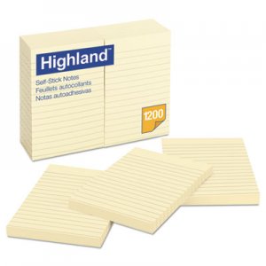 Highland Self-Stick Notes, 4 x 6, Yellow, 100-Sheet MMM6609YW 6609
