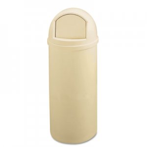 Rubbermaid Commercial Marshal Classic Container, Round, Polyethylene, 25 gal, Beige RCP817088BG FG817088BEIG