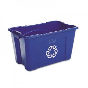 Rubbermaid Commercial Stacking Recycle Bin, Rectangular, Polyethylene, 18 gal, Blue RCP571873BE FG571873BLUE