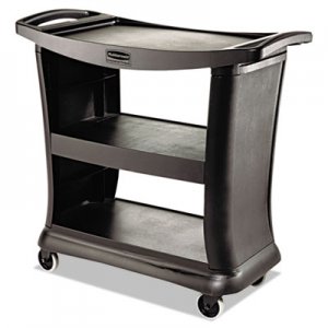 Rubbermaid Commercial Executive Service Cart, Three-Shelf, 20.33w x 38.9d x 38.9 h, Black RCP9T6800BK FG9T6800BLA